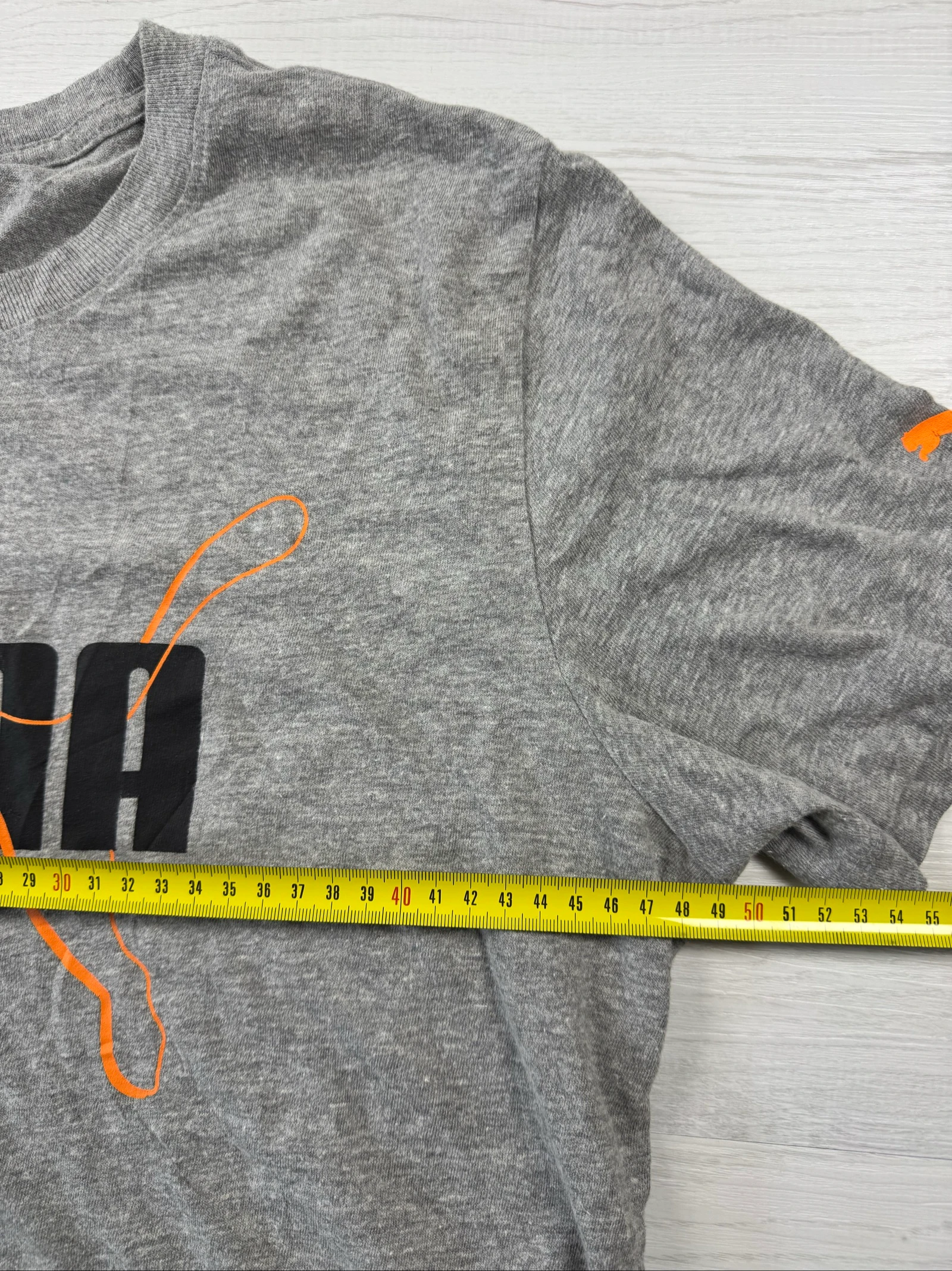 PUMA Big Logo Graphic T-Shirt Grey Orange Black – Size M – photo 14